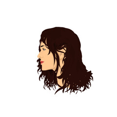 beautiful long haired woman from the side without background