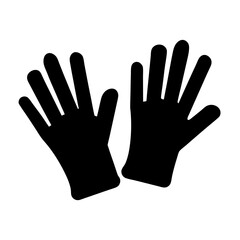 Black Silhouette of Protective Gloves for Hands in Preparation of Gardening