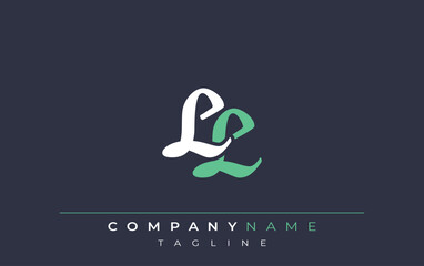 Elegant Stylized LL Lettering Design. Stylish Modern Logo featuring Monogram Letters in White and Teal Shade