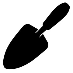 Silhouette of a trowel garden tool isolated on a white background
