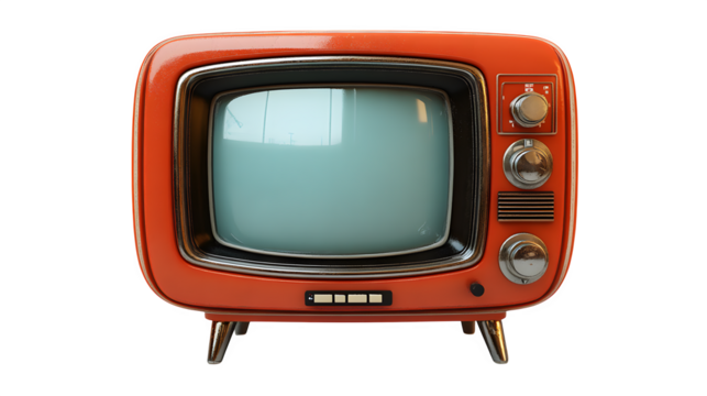 3D retro TV icon, plastic style, isolated on white background