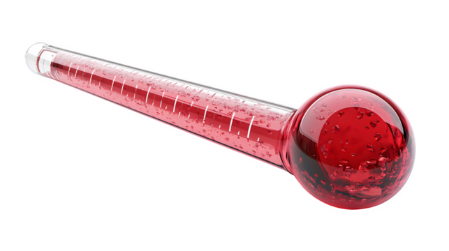 3D thermometer icon in plastic style, representing temperature or weather, isolated on white background