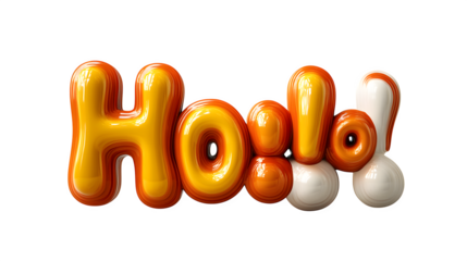 3D white and orange chat bubble with Hello text. Cartoon plastic style icon. Isolated on white background