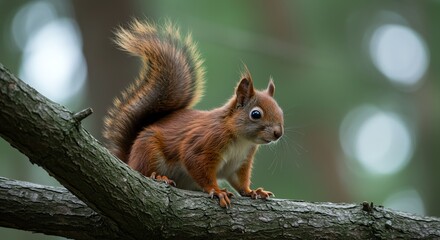Red Squirrel on Branch