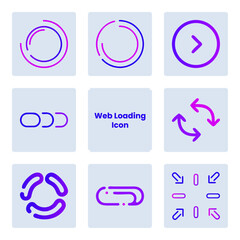 Dynamic Digital Loading Icons Set in Vibrant Purple and Blue