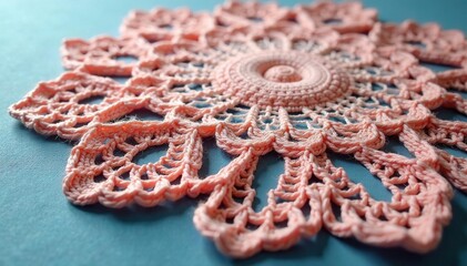 Obraz premium Intricate floral lace doily, delicate yarn texture, net, refined, yarn