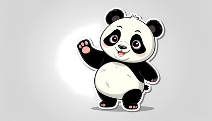 Cute Panda Waving Illustration