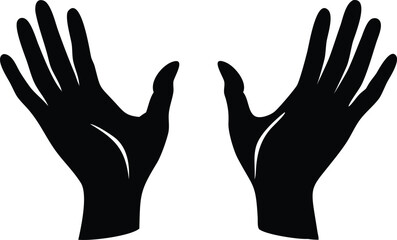 Obraz premium Two black hands are reaching up with fingers spread apart on transparent background