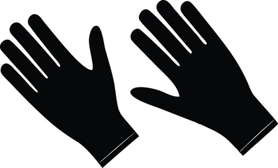 Obraz premium Two black glove shapes are presented against a white transparent background, showing finger details