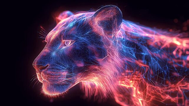 Abstract glowing cat head