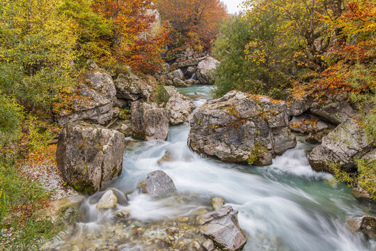 Falls and whitewater on the Valbonas River in Valbona Valley National Park.