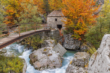 An old stone grist mill and footbridge on the Valbonas River in Valbona Valley National Park. © Emily_M_Wilson