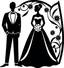 Wedding Couple Silhouette Vector