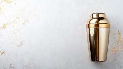 A luxurious gold cocktail shaker stands out on an elegant surface, embodying opulence and sophistication, perfect for high-end cocktail crafting experiences.