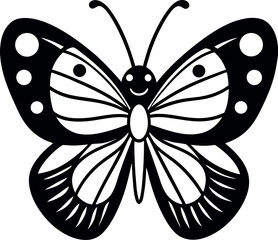 Cute Cartoon Butterfly Vector With Smiling Face An