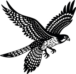 Falcon Diving Silhouette Vector In Hunting Pose I