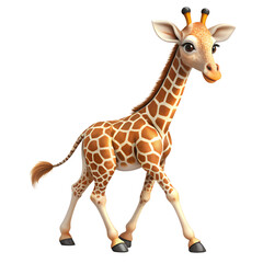 Fototapeta premium Cute Giraffe Walking White Background