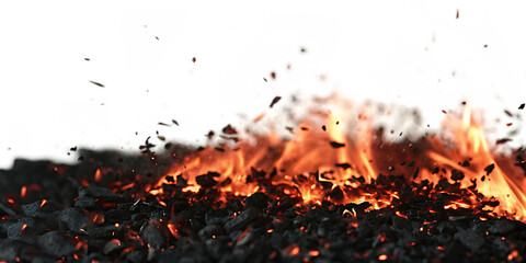  flying fiery and coals particles isolated on white background PNG