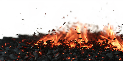  flying fiery and coals particles isolated on white background PNG