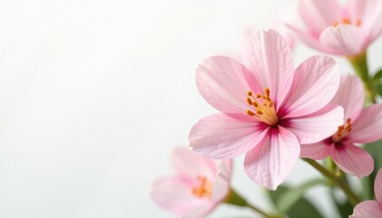 Fototapeta premium Close-up shot of delicate flowers against pure white backdrop , shadow, spring