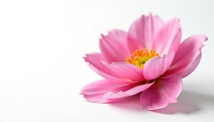 Fototapeta premium Delicate flower petal unfolding on white background, flowers, isolation, bloom