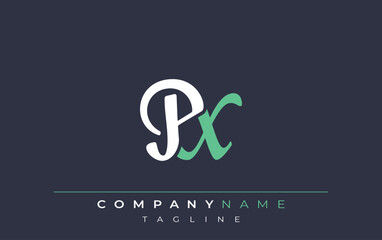 Obraz premium Elegant Stylized PX Lettering Design. Stylish Modern Logo featuring Monogram Letters in White and Teal Shade