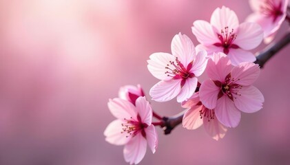 Obraz premium Delicate pink cherry blossoms, soft petals, full bloom , pattern, detail, art