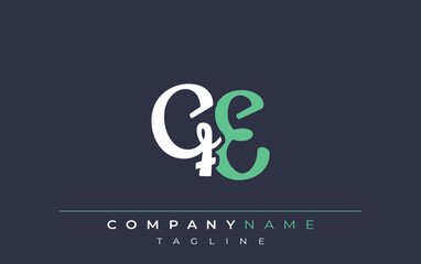 Elegant Stylized QE Lettering Design. Stylish Modern Logo featuring Monogram Letters in White and Teal Shade