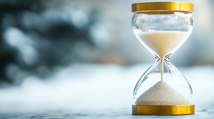 Elegant hourglass marking fleeting time with granular precision and golden accents