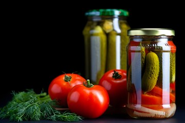 canned tomatoes and cucumbers