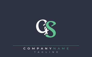 Fototapeta premium Elegant Stylized QS Lettering Design. Stylish Modern Logo featuring Monogram Letters in White and Teal Shade