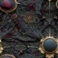 Seamless black and gold seamless pattern tiles. 