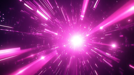 Radiant, fuchsia tunnel of vibrant light rays.