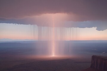 Desert lightning storm sunset landscape; dramatic nature photography for websites and publications
