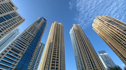 Fototapeta premium Modern skyscrapers against blue sky
