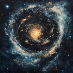 resplendent allure of a galaxy, with its vast expanse in boundless depths of space, encapsulates ethereal dance of swirling stars, interstellar vistas, and incomprehensible magnitude and intricacy