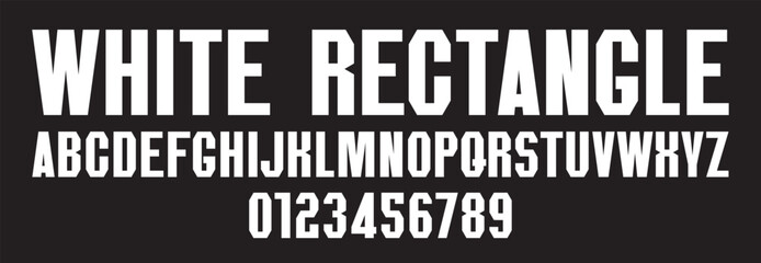 Obraz premium Heavy chopped simple font on the theme of urbanism, movement forward. Set of letters and numbers of the Latin alphabet. 