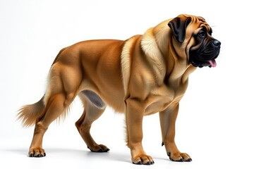 Obraz premium Majestic mastiff, powerful stance, white background, animal photography, white