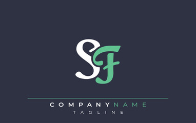 Obraz premium Elegant Stylized SF Lettering Design. Stylish Modern Logo featuring Monogram Letters in White and Teal Shade