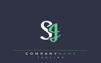 Obraz premium Elegant Stylized SJ Lettering Design. Stylish Modern Logo featuring Monogram Letters in White and Teal Shade