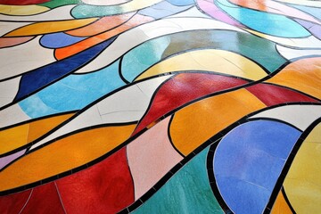 Colorful tile mosaic floor design