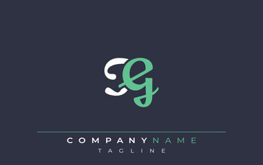 Elegant Stylized TG Lettering Design. Stylish Modern Logo featuring Monogram Letters in White and Teal Shade