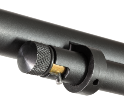 Magazine tube knob on the bottom of a lever action rifle