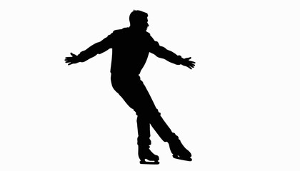 Male skater spinning gracefully in silhouette, artistry in motion