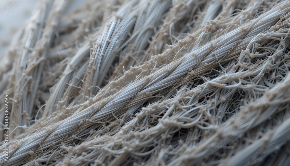Poster fiber surface macro, thread magnified shows texture. fabric close up reveals intricate textile patte