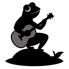 Vector illustration of a frog playing the guitar