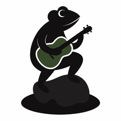 Vector illustration of a frog playing the guitar