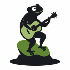Vector illustration of a frog playing the guitar