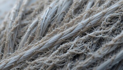 Fiber Surface Macro, Thread Magnified Shows Texture. Fabric Close Up Reveals Intricate Textile Pattern. Material Detail Highlights Woven Strands, A Visual Representation Of Cloth. Fine Weave Creates