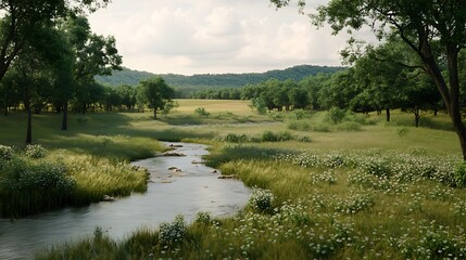 Tranquil meadow landscape